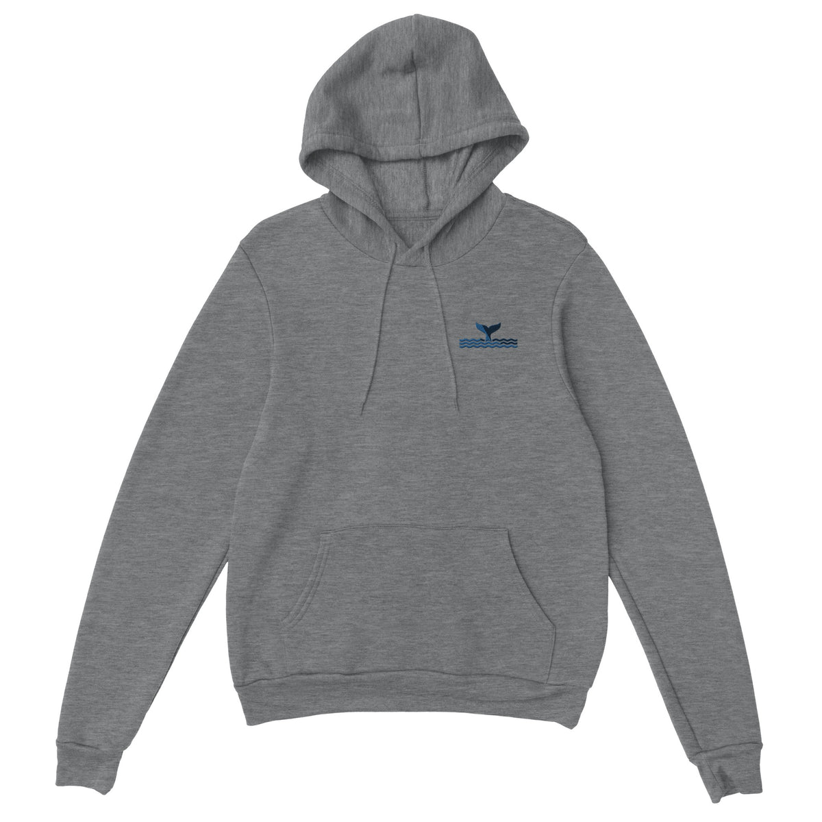 Brodert hettegenser med hvalehale-motiv, norsk kystdesign