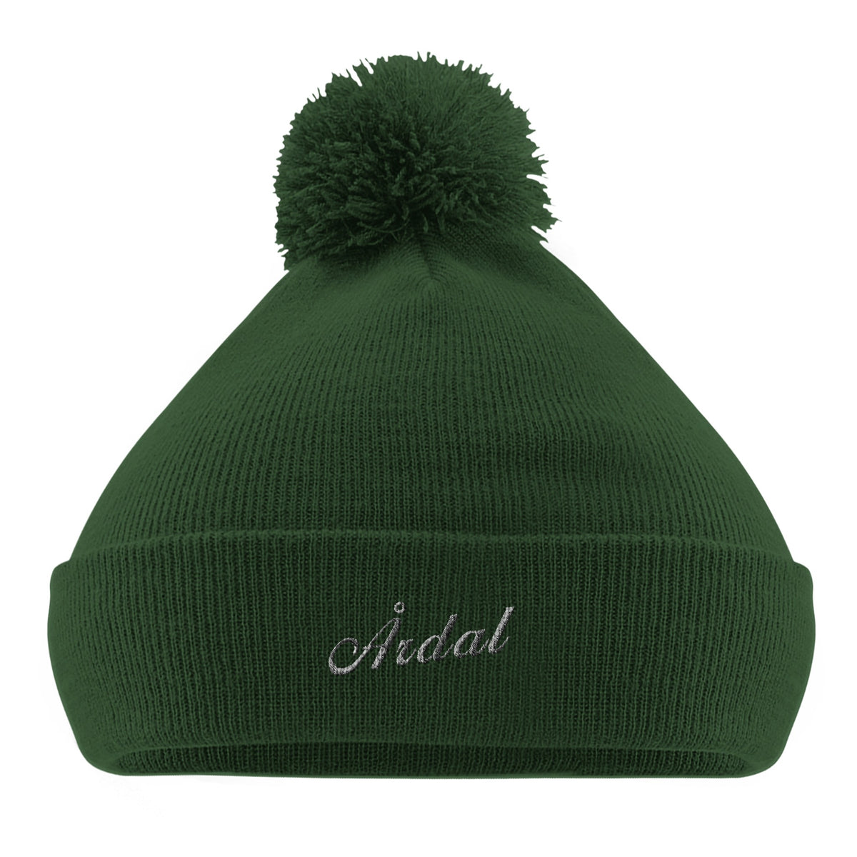 Årdal brodert pom pom lue, norsk stedsstolthet