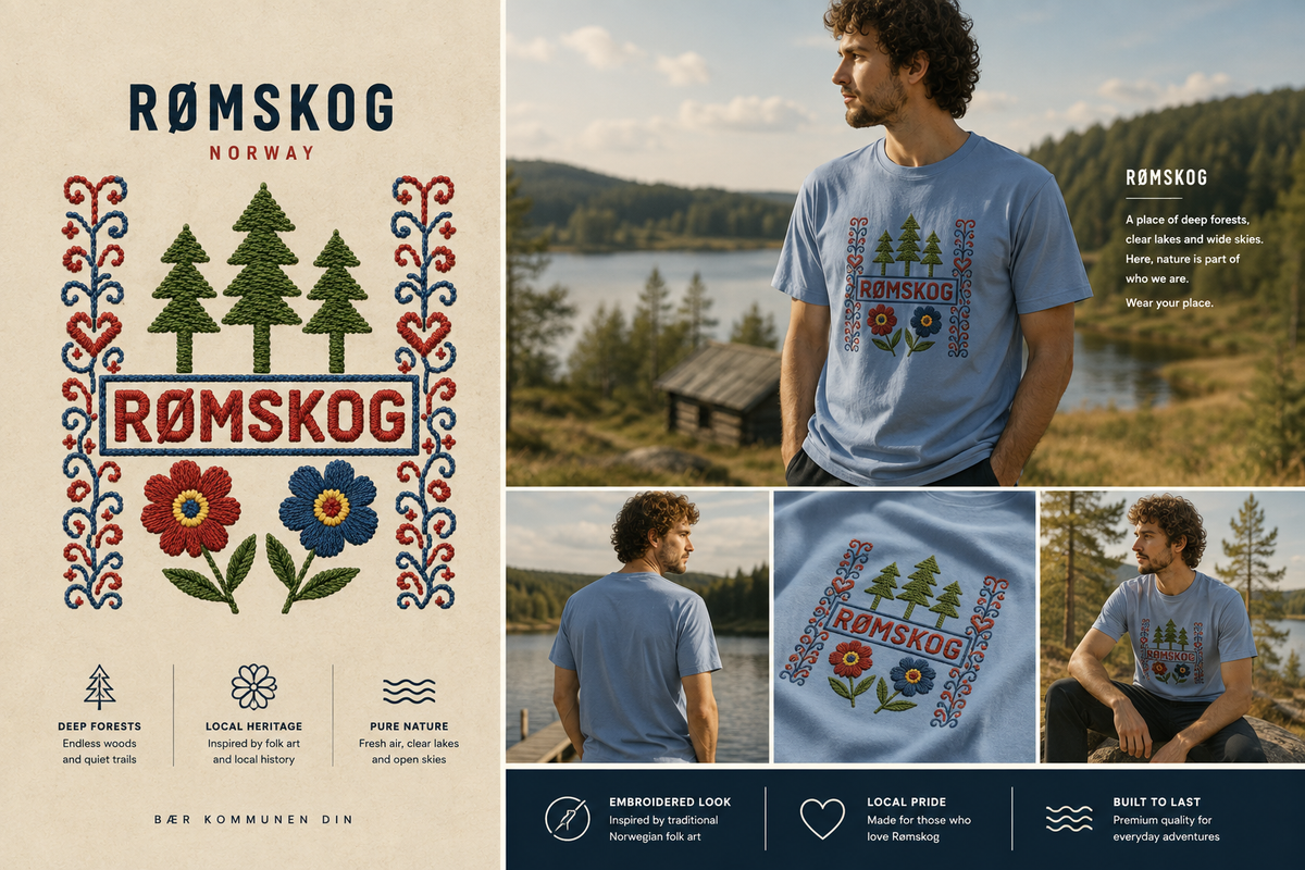 Rømskog T-skjorte · Norsk Folkekunst Design