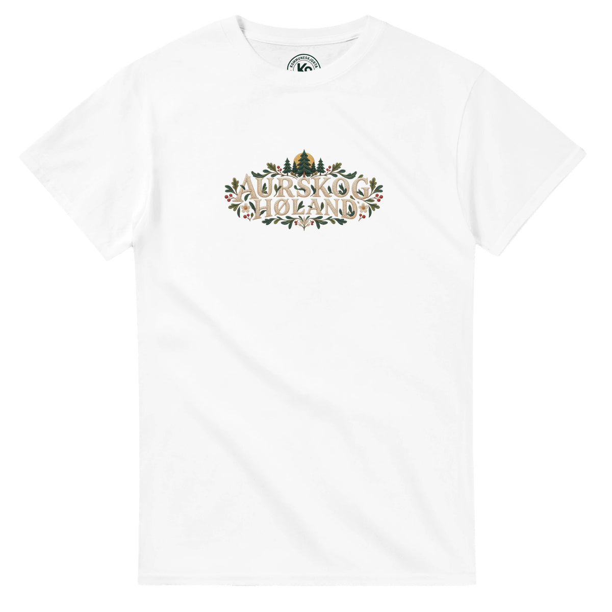 Aurskog-Høland t-skjorte med skogmotiv, vintage design, Akershus