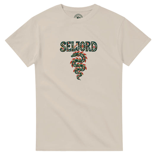 Seljord t-skjorte med Selma-motiv, norsk folklore, sjøormen