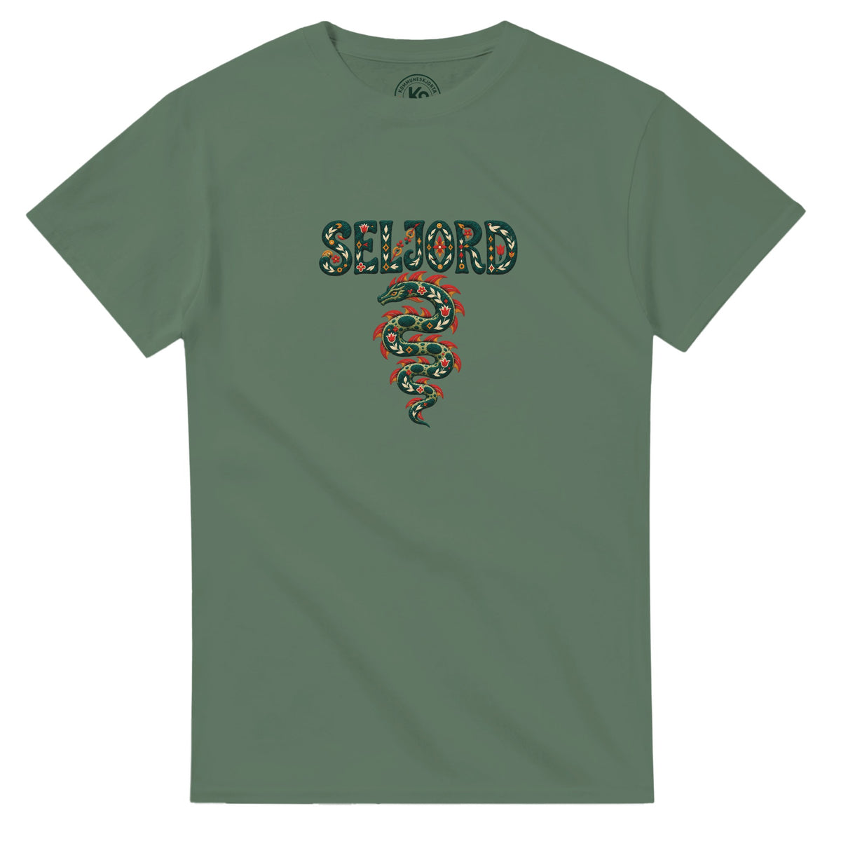 Seljord t-skjorte med Selma-motiv, norsk folklore, sjøormen